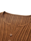 COMOBOCA Women's Ribbed V-Neck Faux Cardigan Sweater