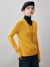 COMOBOCA 100% Cashmere Women's V-Neck Ribbed Knit Sweater
