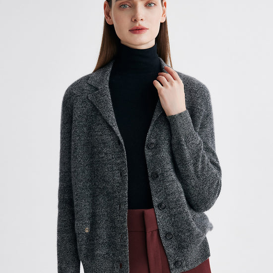 COMOBOCA 100% Cashmere Women's Shawl Collar Button Up Knit Cardigan