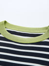 COMOBOCA Women's Striped Heart Embroidered Cotton Silk Sweater