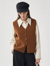 COMOBOCA 100% Wool Women's Button-Down Knit Vest