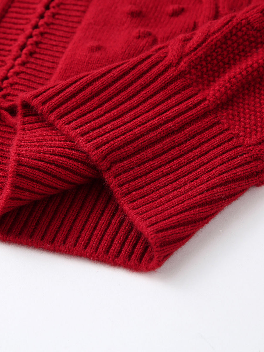 COMOBOCA 100% Cashmere Women's Bow Detailing Cable Knit Vest