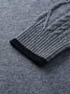 COMOBOCA 100% Wool Women's Cable Knit Sweater with Bow Collar