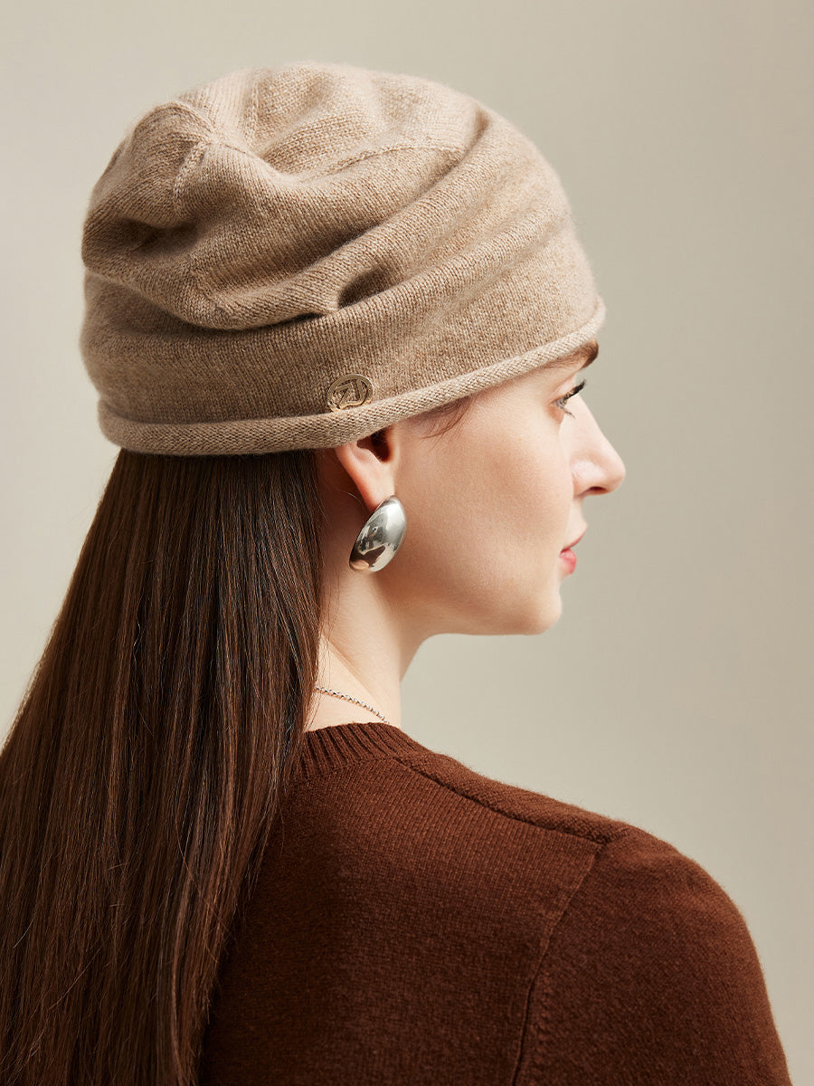 COMOBOCA 100% Cashmere Women's Slouchy Knit Beanie