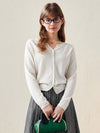 COMOBOCA White 100% Wool Women's V-Neck Button Up Cardigan