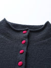 COMOBOCA 100% Cashmere Women's Button Down Contrast Cuff Knit Sweater