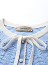 COMOBOCA 100% Cashmere Women's Faux Cardigan Sweater with Bow Tie