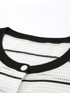 COMOBOCA Women's Striped Ribbed Button Down Cardigan