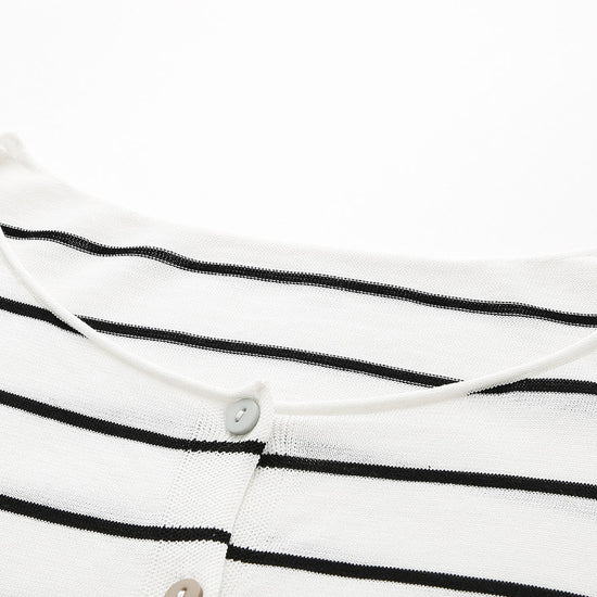 COMOBOCA Women's Striped Button-Down Cardigan