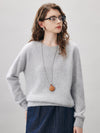 COMOBOCA Purple Gray Women's Wool Seamless Brushed Knit Sweater