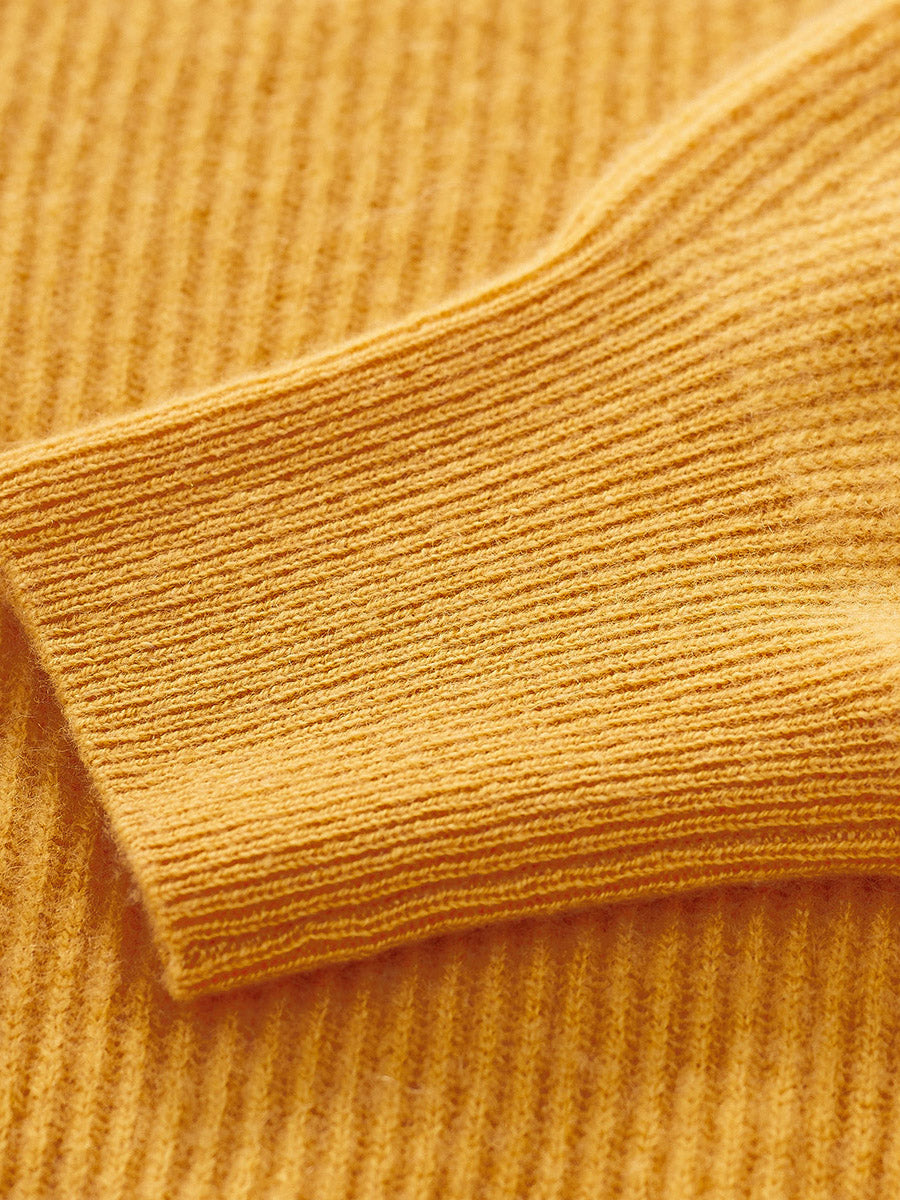 COMOBOCA 100% Cashmere Women's Lantern Sleeve V-Neck Knit Sweater
