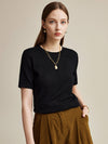 COMOBOCA Women's Wool Worsted Center Seam Knit T-shirt