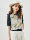 COMOBOCA Gray Women's Floral Print Raglan Sleeve T-Shirt