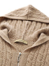 COMOBOCA 100% Cashmere Women's Cardigan Cable Knit Hoodie