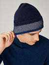 COMOBOCA 100% Wool Men's Striped Ribbed Knit Beanie