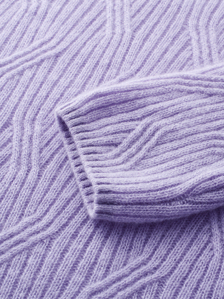 COMOBOCA 100% Cashmere Women's Geometric Wave Knit Sweater