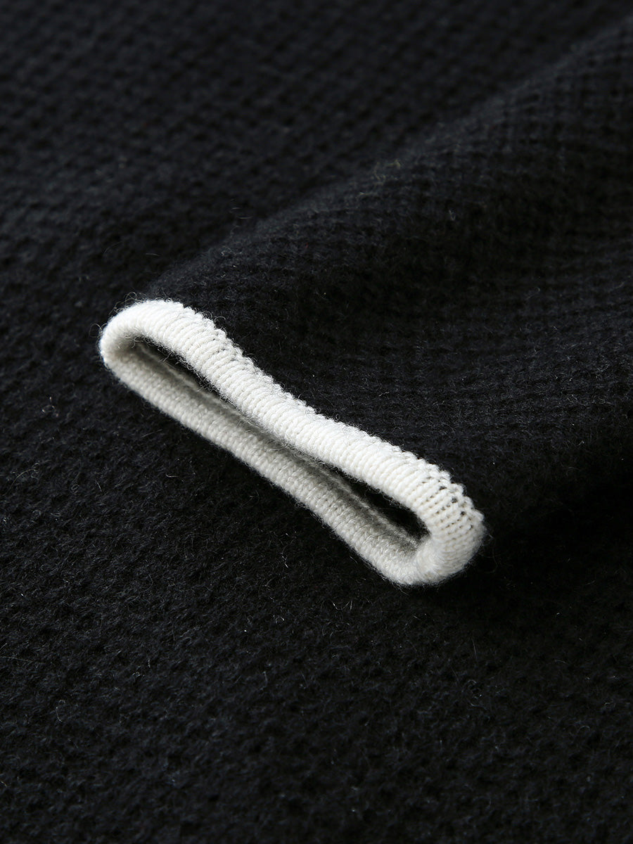COMOBOCA 100% Cashmere Women's Contrast Trim Knit Cardigan