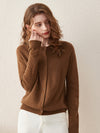 COMOBOCA BROWN 100% Wool Women's Round Neck Knit Cardigan