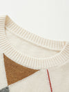 COMOBOCA 100% Wool Kids' Argyle Round Neck Sweater