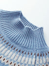 COMOBOCA 100% Cashmere Women's Fair Isle Mock Neck Sweater