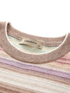 COMOBOCA 100% Cashmere Women's Rainbow Striped Round Neck Sweater