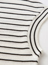 COMOBOCA Women's Cotton Silk Striped Knit Polo Shirt