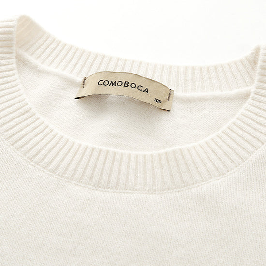 COMOBOCA 100% Cashmere Women's Striped Round Neck Sweater