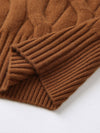 COMOBOCA 100% Cashmere Women's Turtleneck Cable Knit Sweater