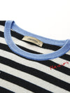 COMOBOCA 100% Wool Women's Striped Embroidered Sweater