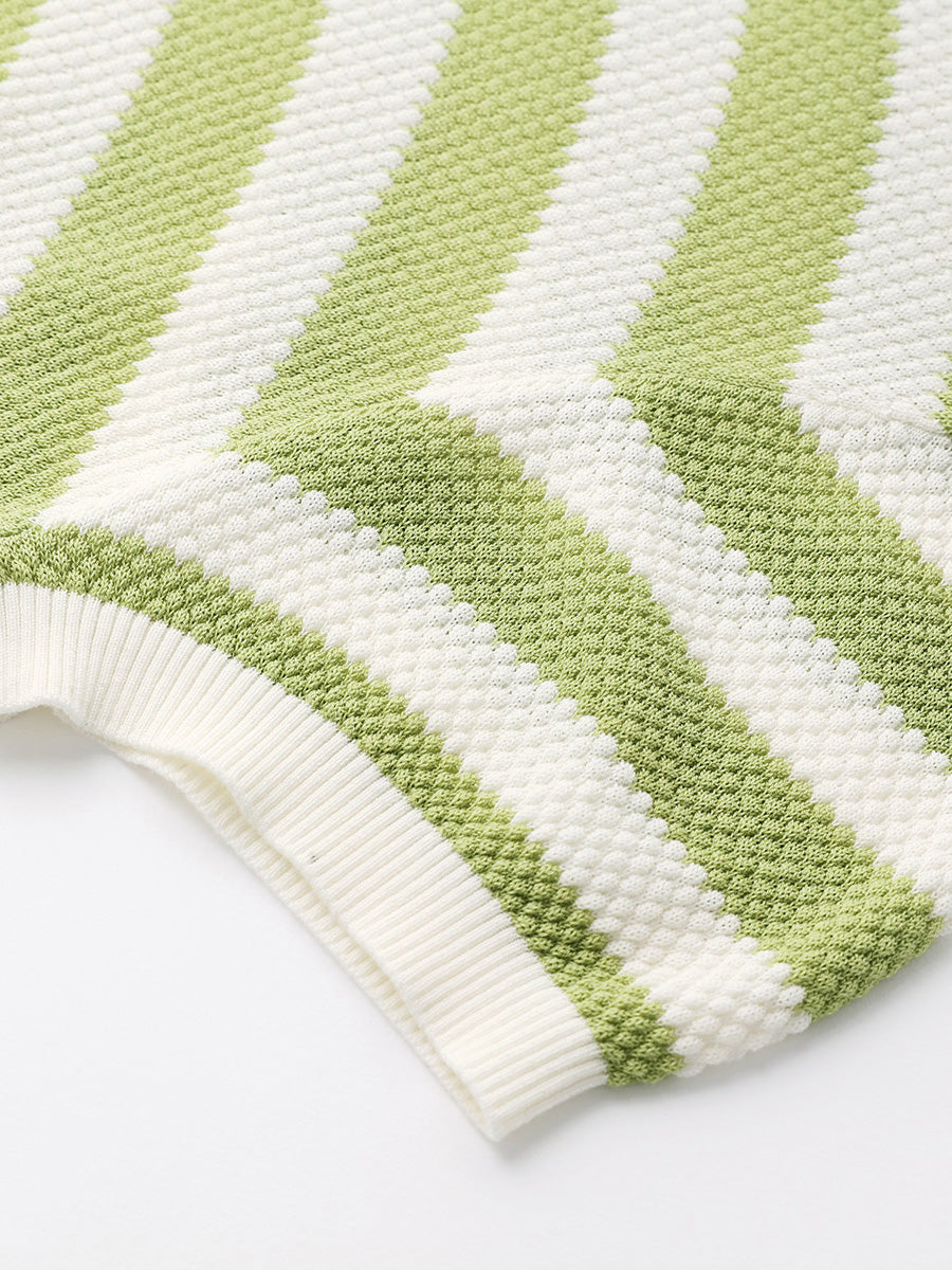 COMOBOCA Women's Striped Ribbed Knit T-Shirt