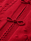 COMOBOCA 100% Cashmere Women's Bow Detailing Cable Knit Vest