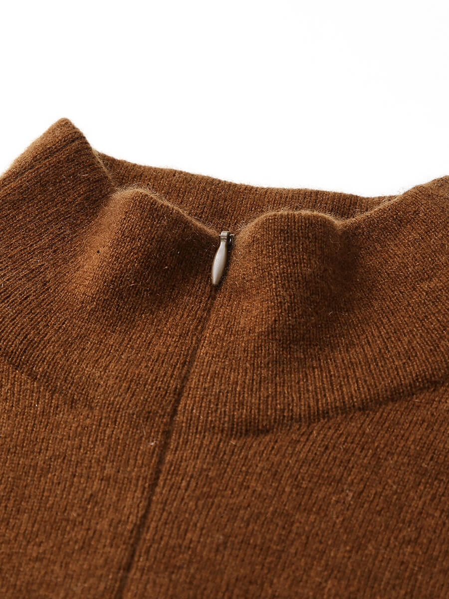 COMOBOCA 100% Cashmere Women's Half-Zip Mock Neck Pullover Sweater