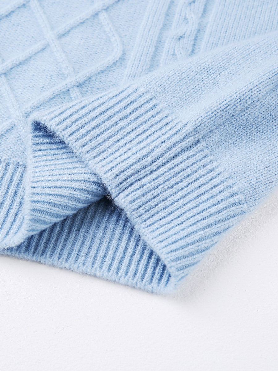 COMOBOCA 100% Wool Kids' Ribbed Round Neck Sweater