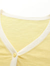 COMOBOCA Women's Ribbed V-neck Cardigan with White Trim