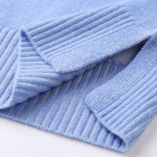 COMOBOCA 100% Cashmere Women's Round Neck Ribbed Sweater