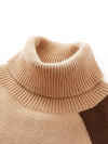 COMOBOCA 100% Cashmere Women's Color Block Turtleneck Sweater