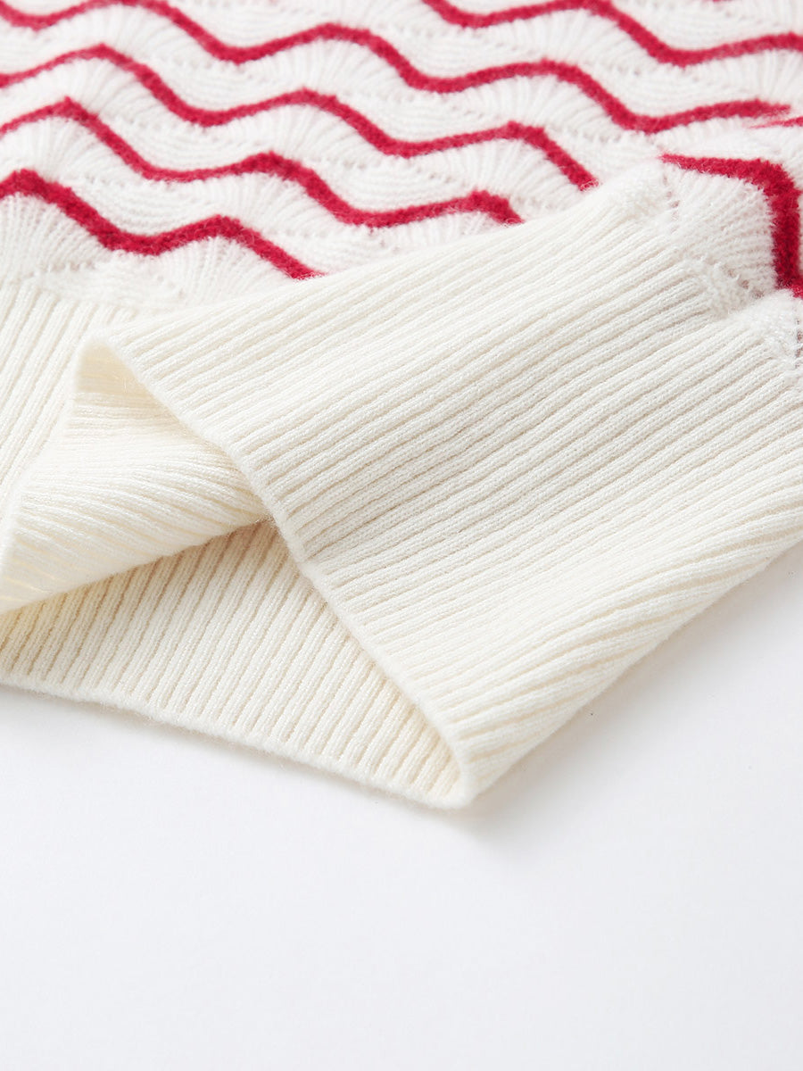 COMOBOCA 100% Cashmere Women's Wave Pattern Knit Sweater