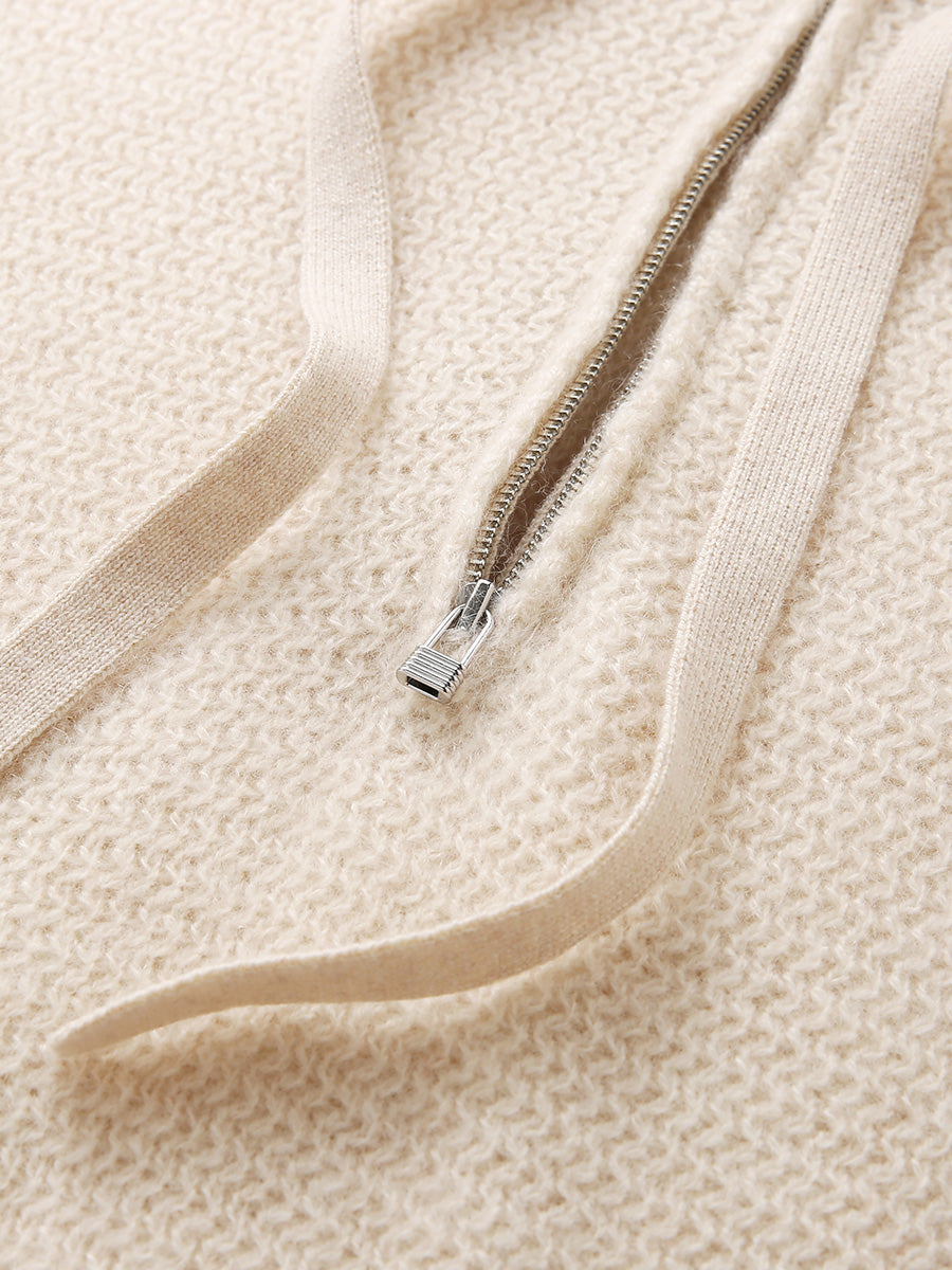 COMOBOCA 100% Cashmere Women's Half Zip Hoodie