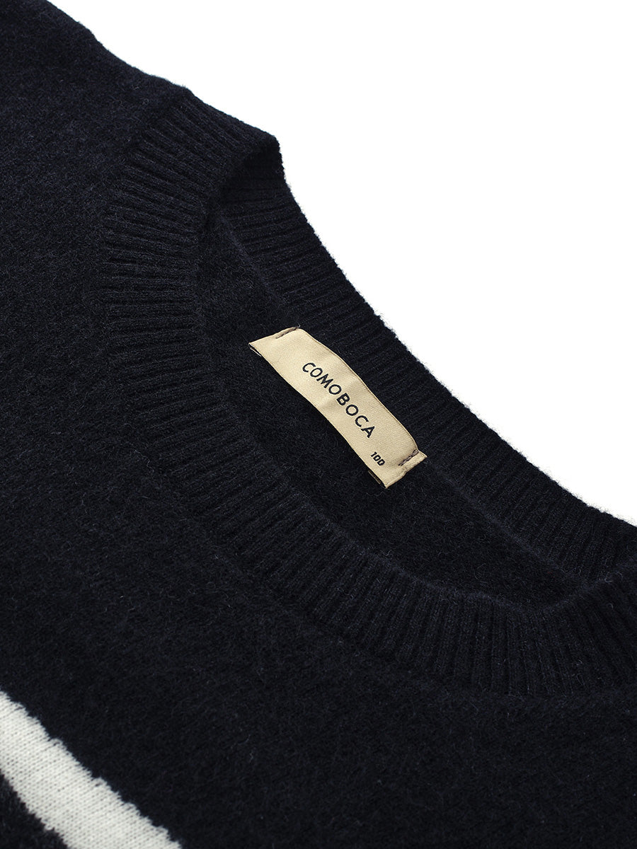COMOBOCA 100% Cashmere Women's Abstract Pattern Round Neck Sweater