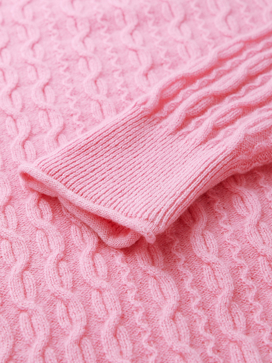 COMOBOCA 100% Cashmere Women's Classic Cable Knit Sweater