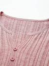 COMOBOCA Women's Ribbed V-Neck Faux Cardigan Sweater