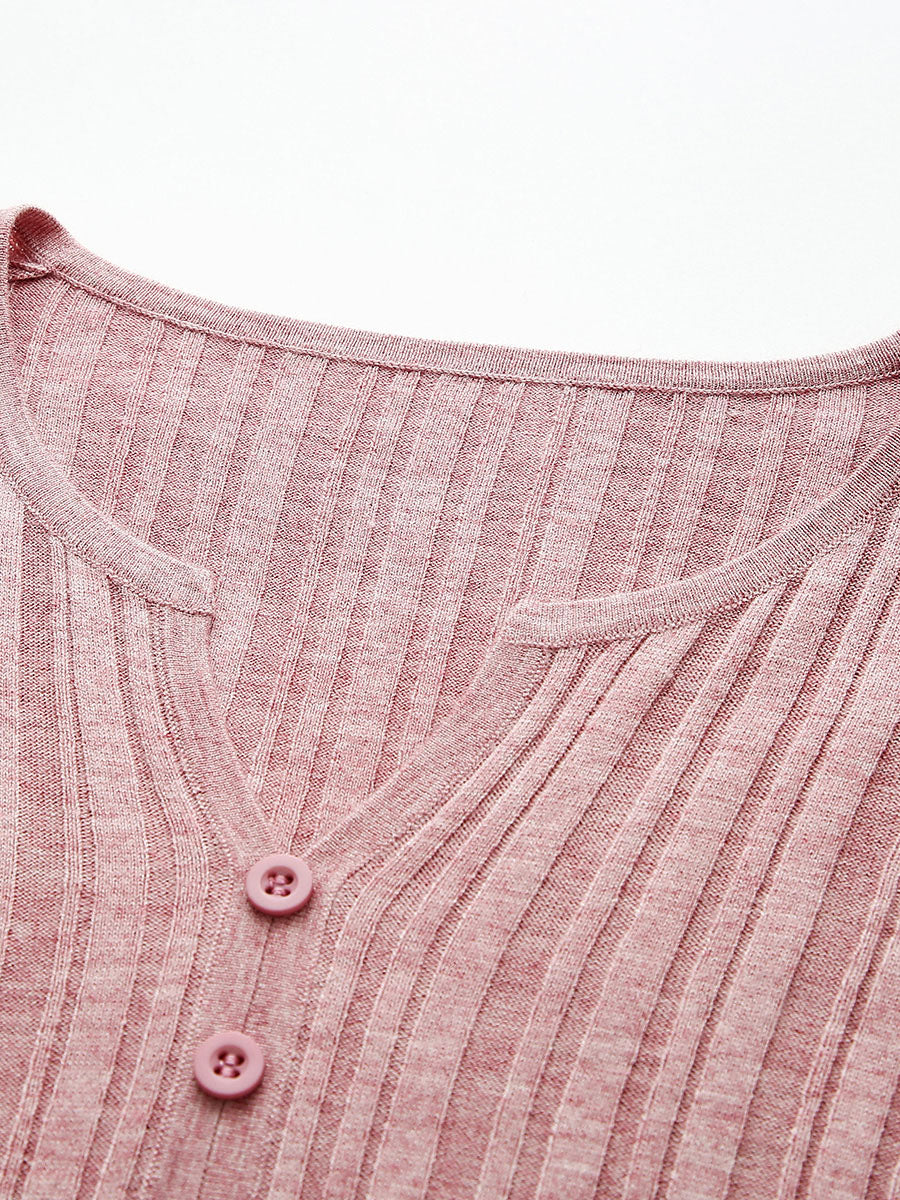 COMOBOCA Women's Ribbed V-Neck Faux Cardigan Sweater