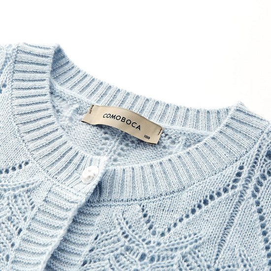 COMOBOCA Women's Chic Heart Patterned Button Cardigan