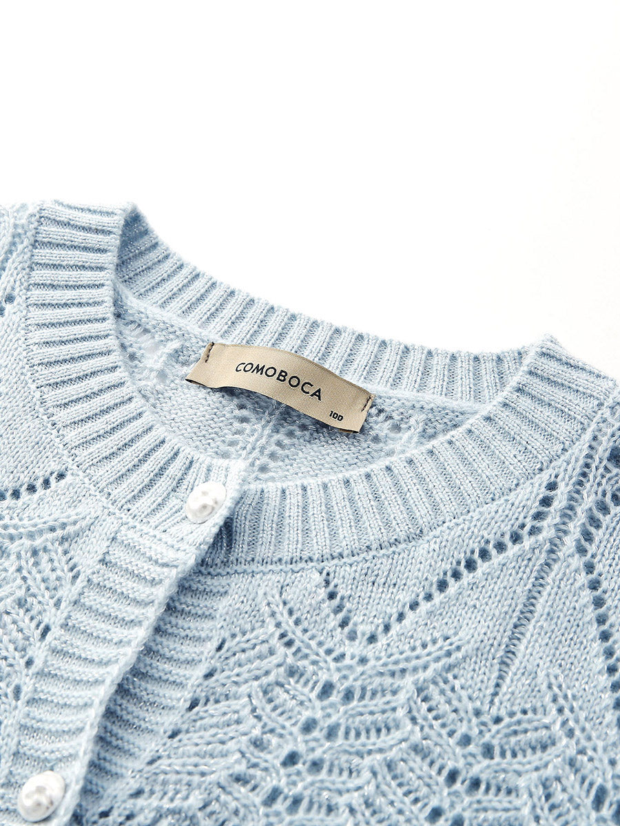 COMOBOCA Women's Chic Heart Patterned Button Cardigan