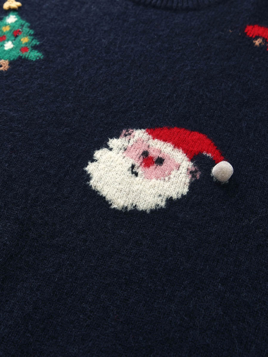 COMOBOCA Women's Wool Christmas Themed Round Neck Sweater