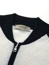 COMOBOCA 100% Cashmere Women's Color Block Knit Baseball Jacket