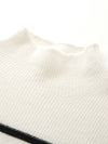 COMOBOCA 100% Cashmere Women's Striped Mock Neck Knit Sweater
