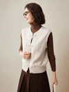 COMOBOCA 100% Cashmere Women's Bow Detailing Cable Knit Vest