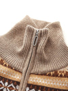 COMOBOCA 100% Cashmere Women's Fair Isle Half Zip Sweater