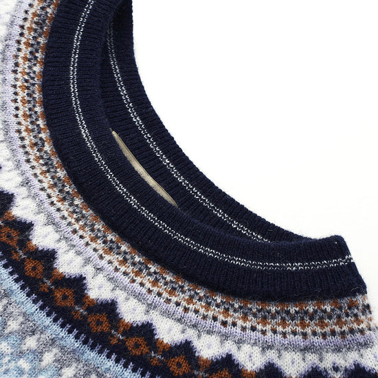 COMOBOCA 100% Cashmere Women's Fair Isle Round Neck Sweater